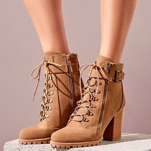 NEW JustFab Pracida Lace-Up Ankle Booties